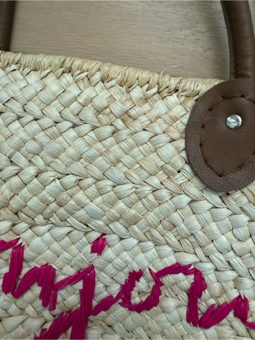 Straw “Bonjour” Beachy Vacation Tote